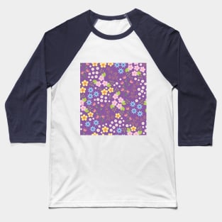 Purple ditsy floral pattern Baseball T-Shirt